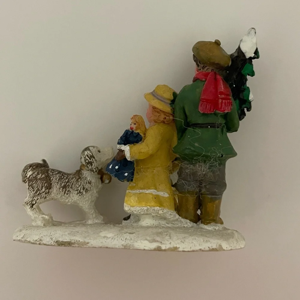Vintage Set/3 Victorian snow village figurines